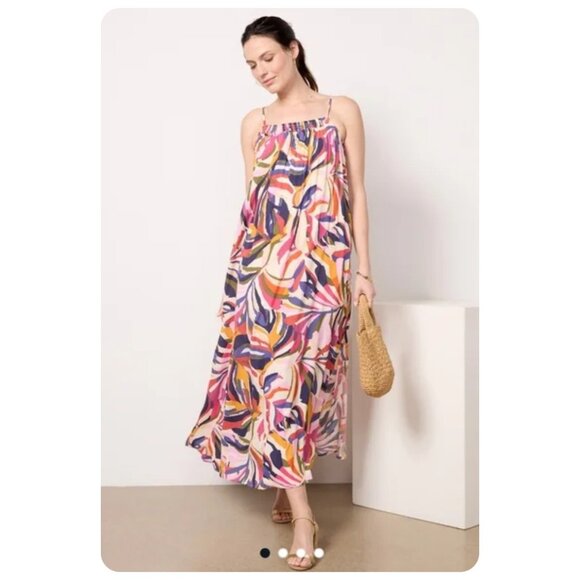 ! Evereve (?) Evelyn Spaghetti Strap MultiColor Midi Dress - Picture 1 of 9